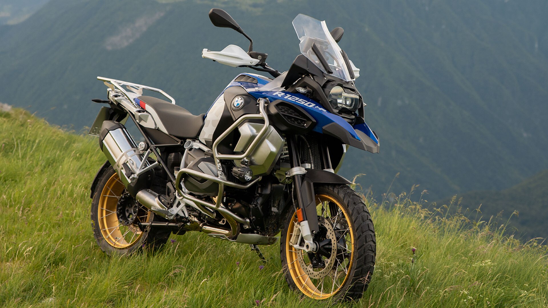 BMW R 1250 GS Adventure in front of a mountain backdrop
